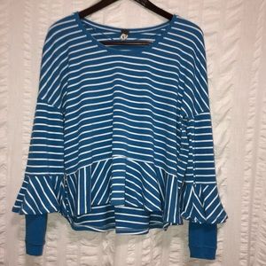 We The Free People Blue & White Striped Top
